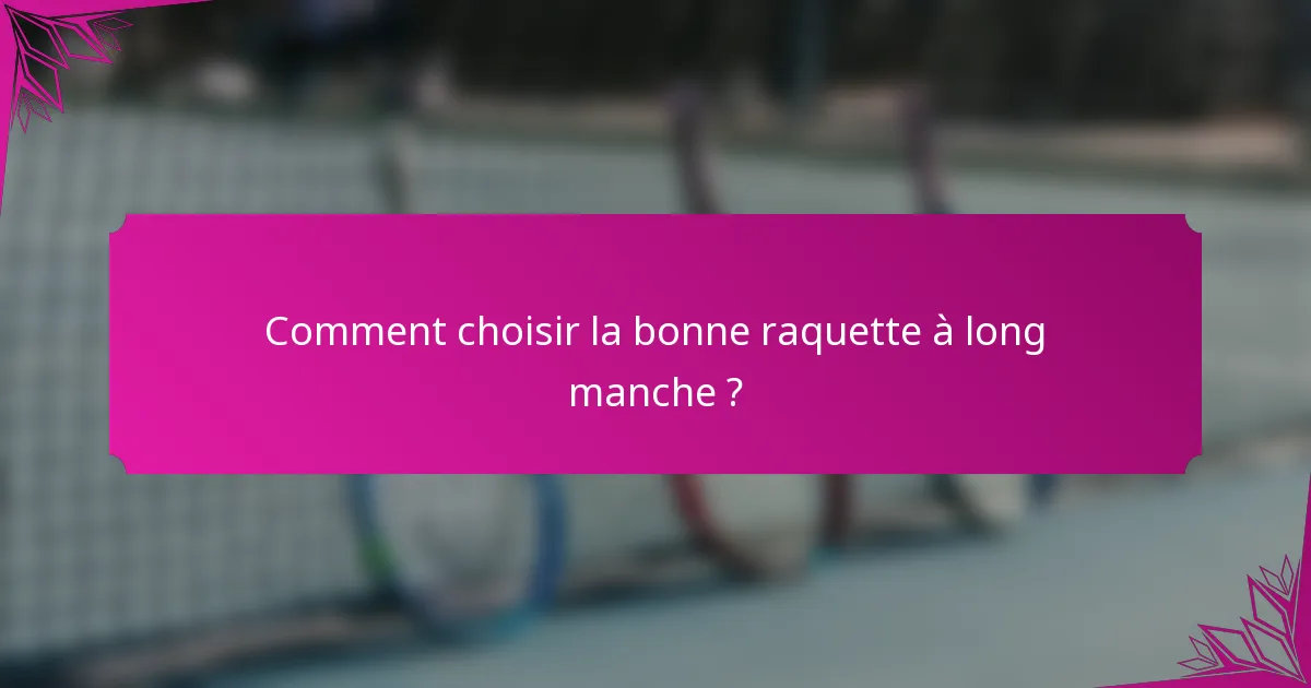 Comment choisir la bonne raquette à long manche ?