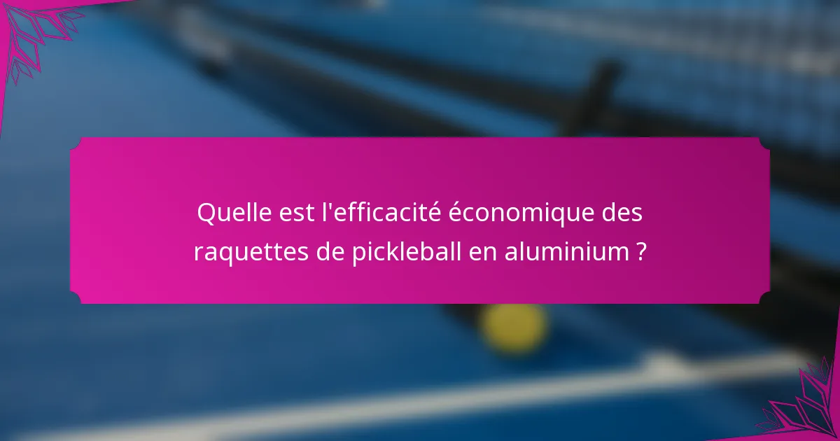 Quelle est l'efficacité économique des raquettes de pickleball en aluminium ?